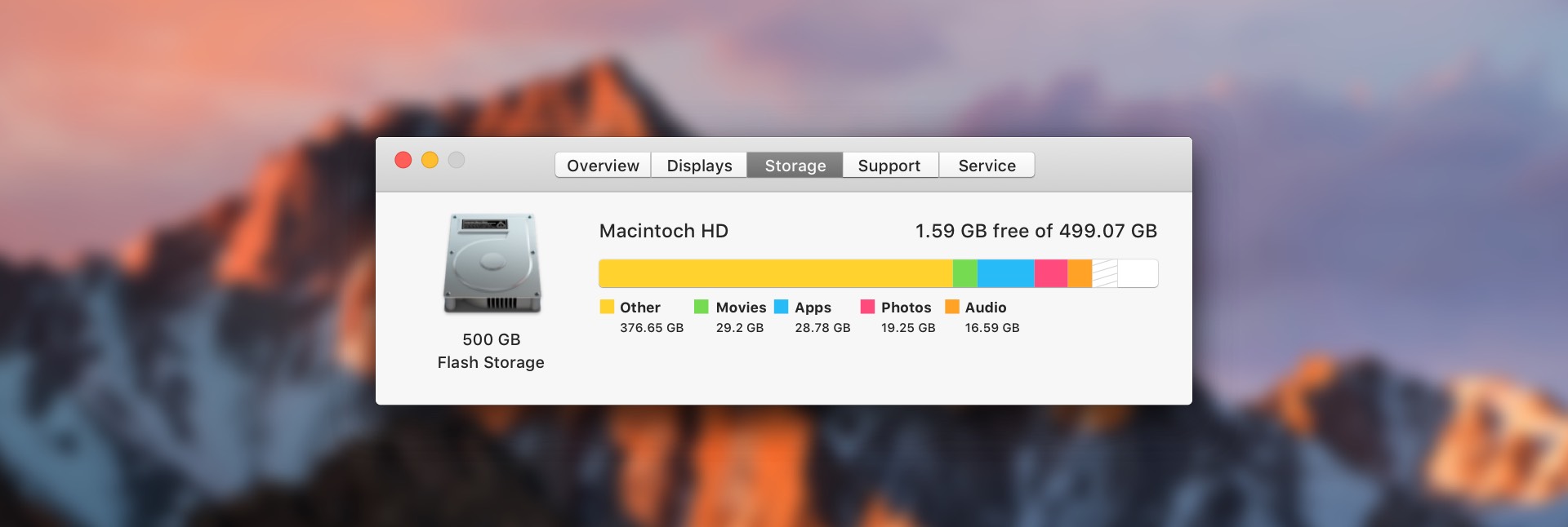 osx clean up disk space